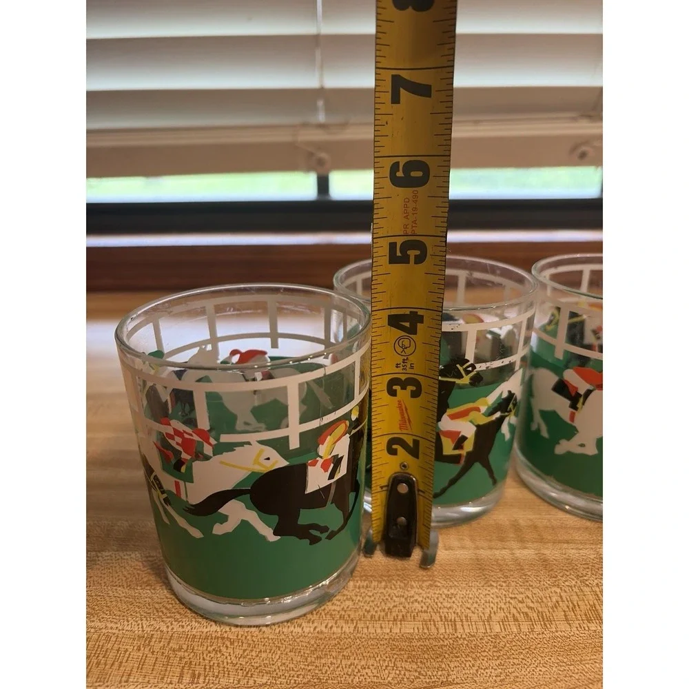 Vintage HJ Stotter Horse Racing Jockey Tumblers Set Of 4 Acrylic USA Rare